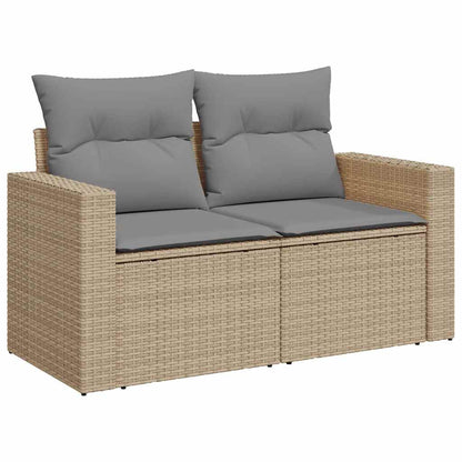 vidaXL 4-tlg. Garten-Sofagarnitur mit Kissen Beige Poly Rattan