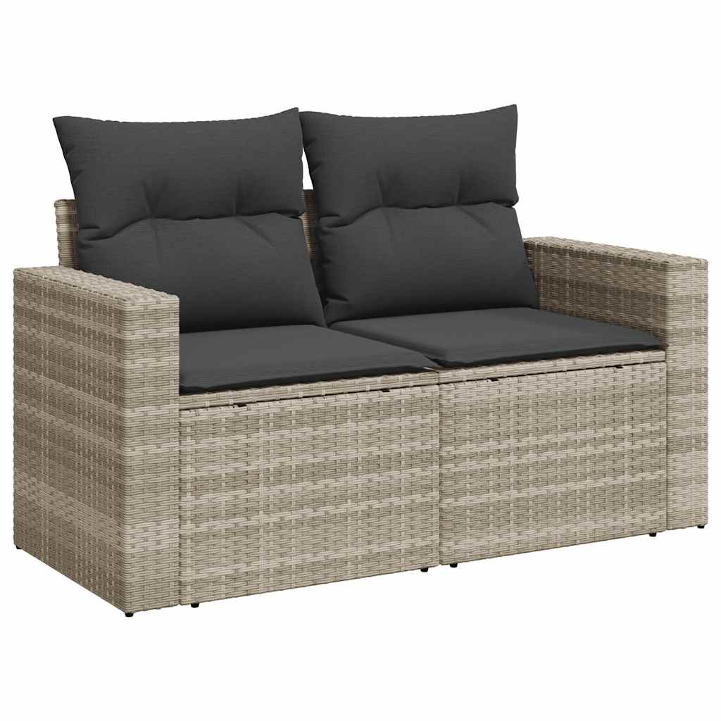 vidaXL 4-tlg. Garten-Sofagarnitur mit Kissen Hellgrau Poly Rattan