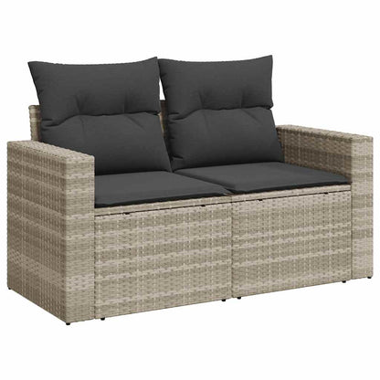 vidaXL 4-tlg. Garten-Sofagarnitur mit Kissen Hellgrau Poly Rattan