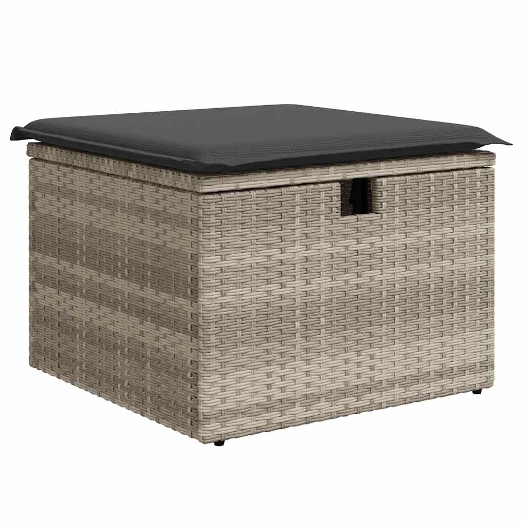 vidaXL 4-tlg. Garten-Sofagarnitur mit Kissen Hellgrau Poly Rattan