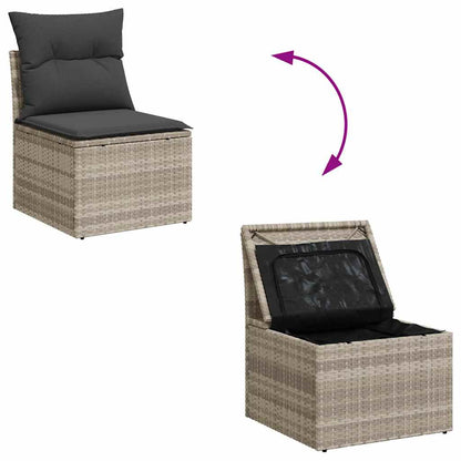 vidaXL 4-tlg. Garten-Sofagarnitur mit Kissen Hellgrau Poly Rattan