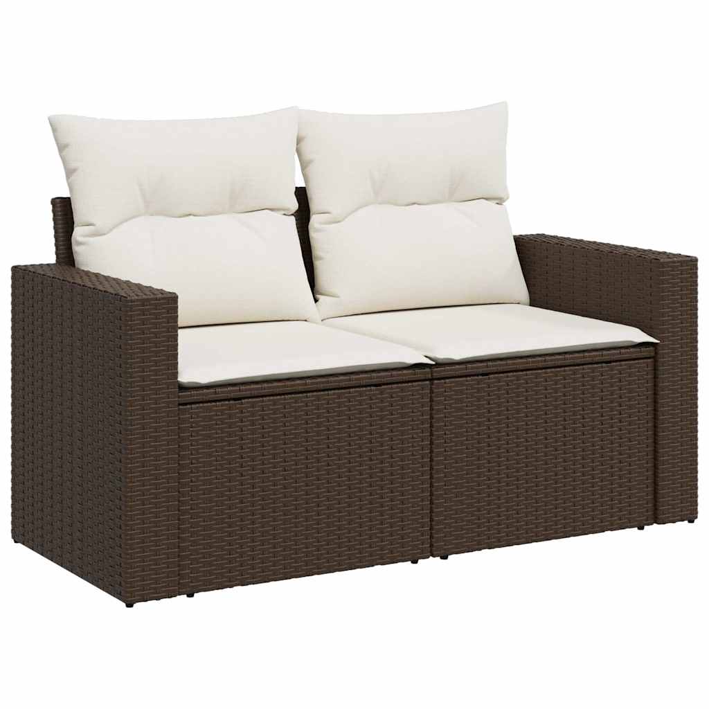 vidaXL 4-tlg. Garten-Sofagarnitur mit Kissen Braun Poly Rattan