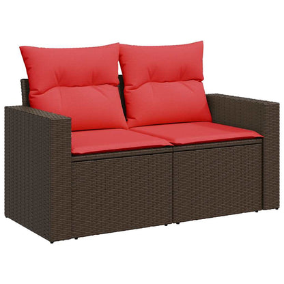 4-tlg. Garten-Sofagarnitur mit Kissen Braun Poly Rattan