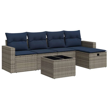 vidaXL Ensemble de canapés de jardin 6 pcs avec coussins gris résine tressée