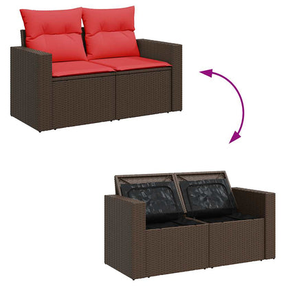 vidaXL 6-tlg. Garten-Sofagarnitur mit Kissen Braun Poly Rattan