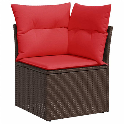8-tlg. Garten-Sofagarnitur mit Kissen Braun Poly Rattan