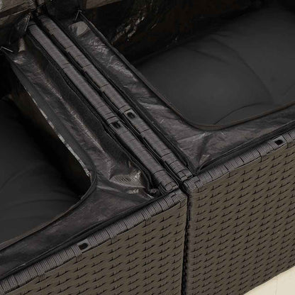 vidaXL 4-tlg. Garten-Sofagarnitur mit Kissen Schwarz Poly Rattan