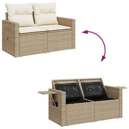 vidaXL 4-tlg. Garten-Sofagarnitur mit Kissen Beige Poly Rattan