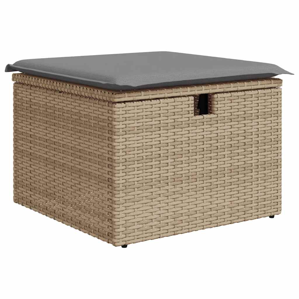 vidaXL 4-tlg. Garten-Sofagarnitur mit Kissen Beige Poly Rattan