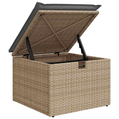 vidaXL 4-tlg. Garten-Sofagarnitur mit Kissen Beige Poly Rattan