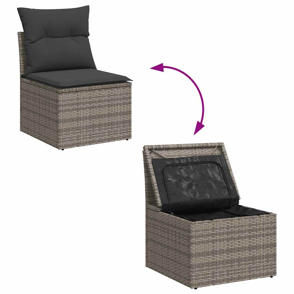 vidaXL Salon de jardin 4 pcs avec coussins Gris Résine tressée