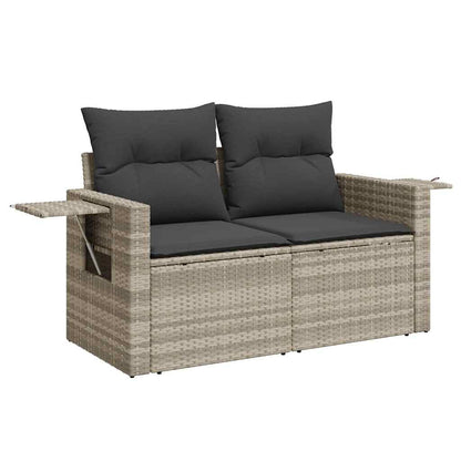 vidaXL 4-tlg. Garten-Sofagarnitur mit Kissen Hellgrau Poly Rattan