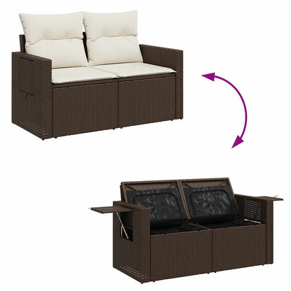 vidaXL 4-tlg. Garten-Sofagarnitur mit Kissen Braun Poly Rattan