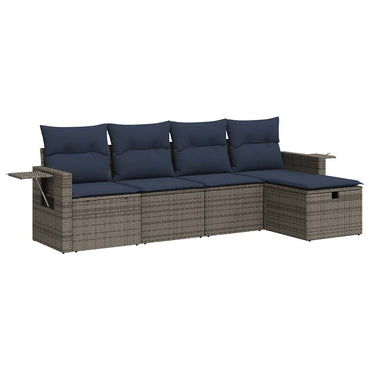vidaXL Ensemble de canapés de jardin 5 pièces avec coussins en rotin synthétique gris