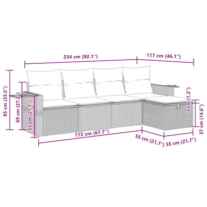 vidaXL 5-tlg. Garten-Sofagarnitur mit Kissen Grau Poly Rattan
