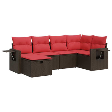 vidaXL Salon de jardin 6 pcs avec coussins Marron Résine tressée