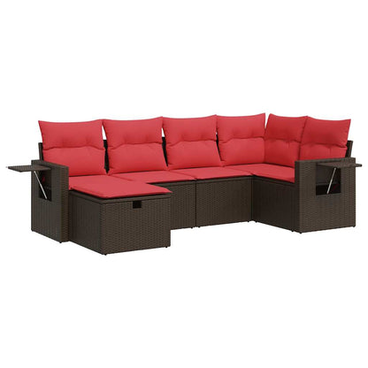 vidaXL Salon de jardin 6 pcs avec coussins Marron Résine tressée