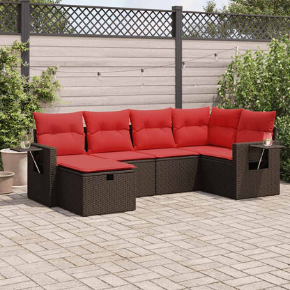 vidaXL Salon de jardin 6 pcs avec coussins Marron Résine tressée