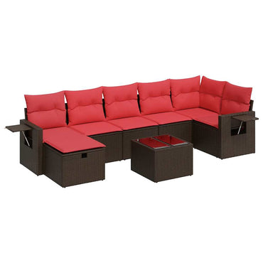 vidaXL 8-tlg. Garten-Sofagarnitur mit Kissen Braun Poly Rattan