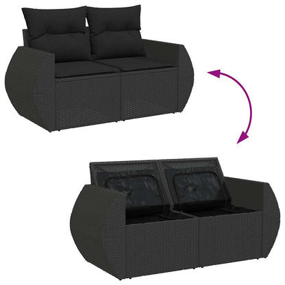 vidaXL 4-tlg. Garten-Sofagarnitur mit Kissen Schwarz Poly Rattan