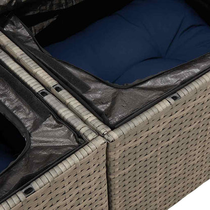 4-tlg. Garten-Sofagarnitur mit Kissen Schwarz Poly Rattan