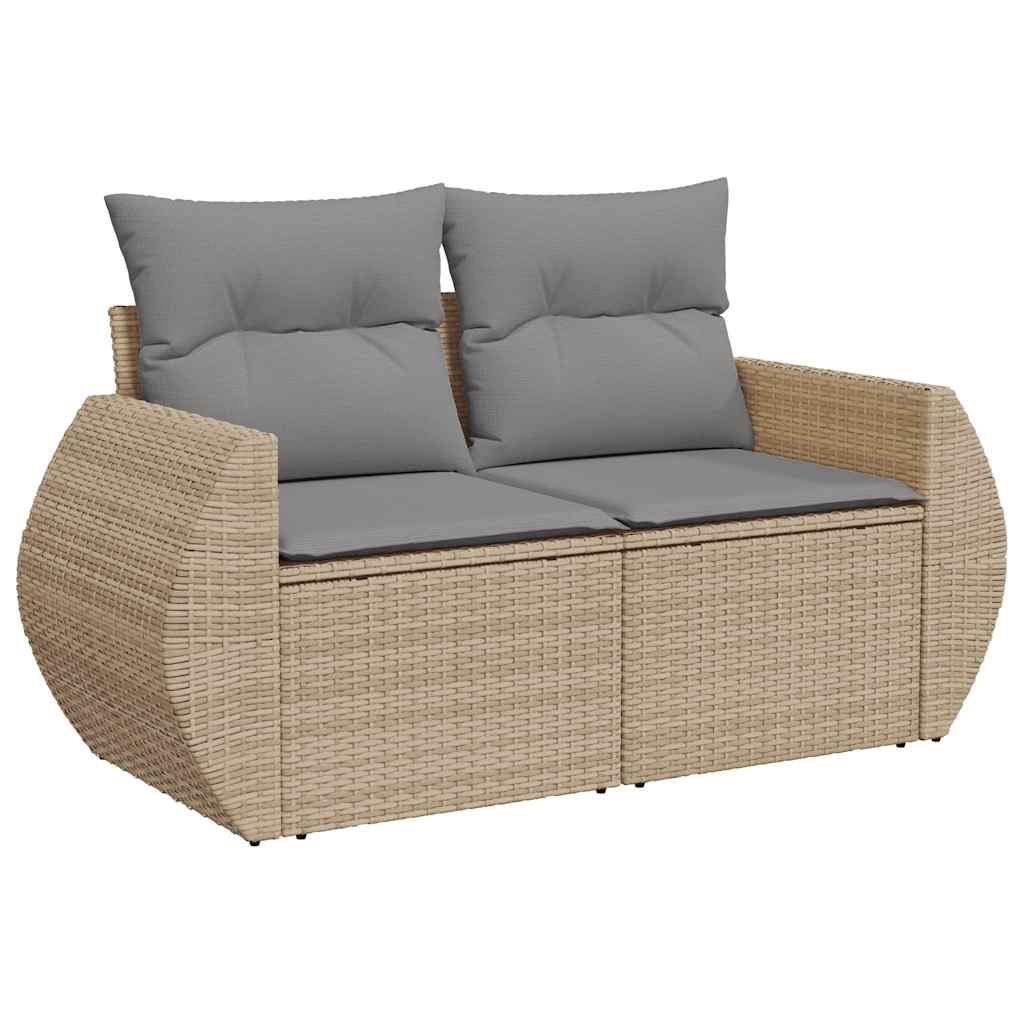 vidaXL 4-tlg. Garten-Sofagarnitur mit Kissen Beige Poly Rattan