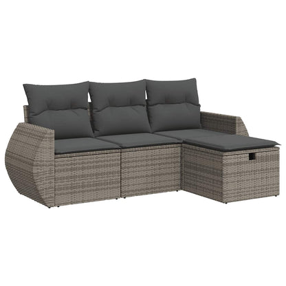 vidaXL Salon de jardin 4 pcs avec coussins Gris Résine tressée