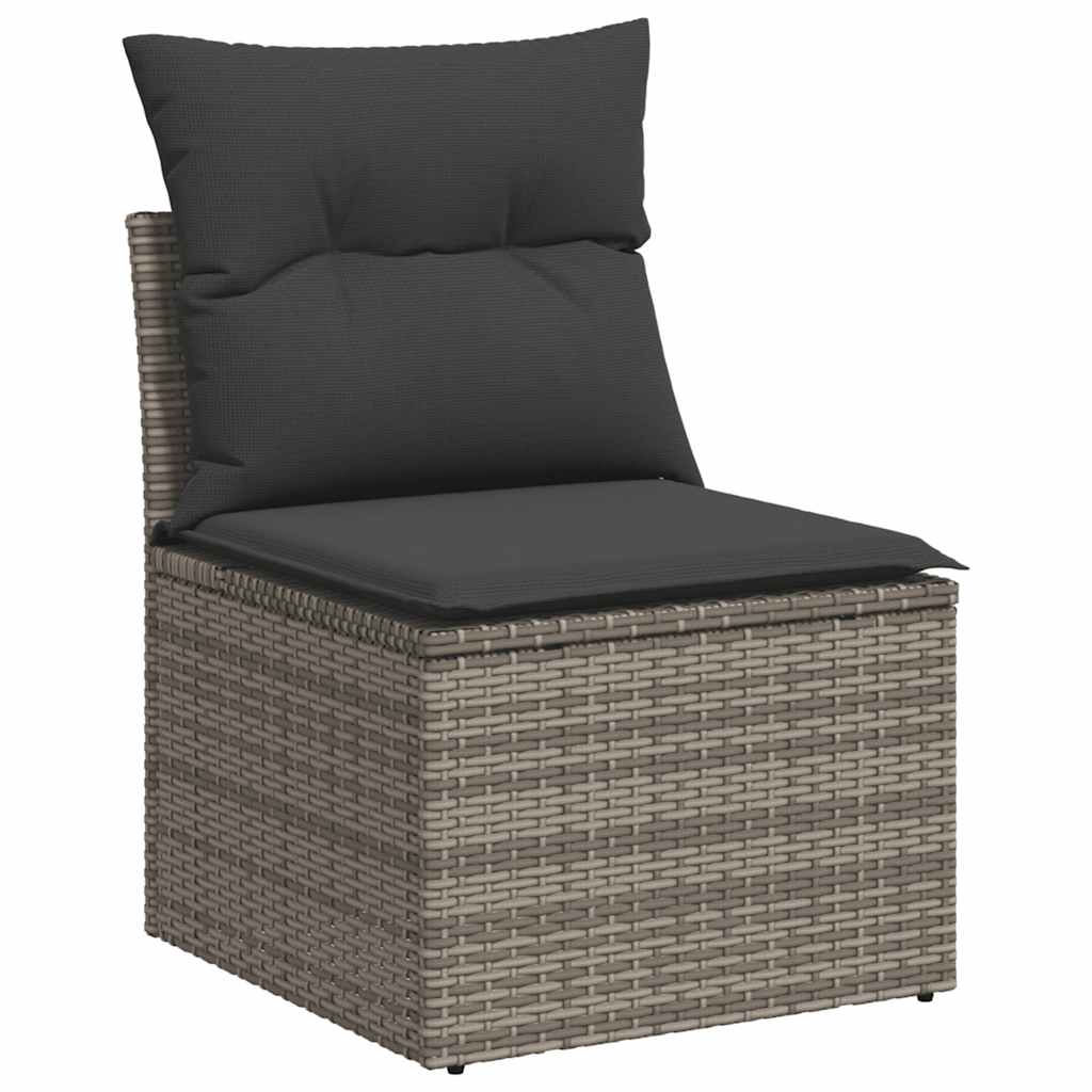 vidaXL Salon de jardin 4 pcs avec coussins Gris Résine tressée