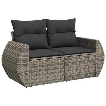 vidaXL Salon de jardin 4 pcs avec coussins Gris Résine tressée