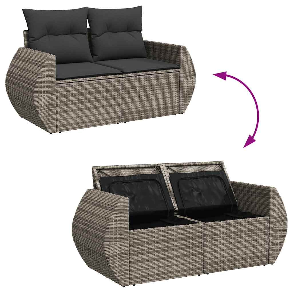 vidaXL Salon de jardin 4 pcs avec coussins Gris Résine tressée