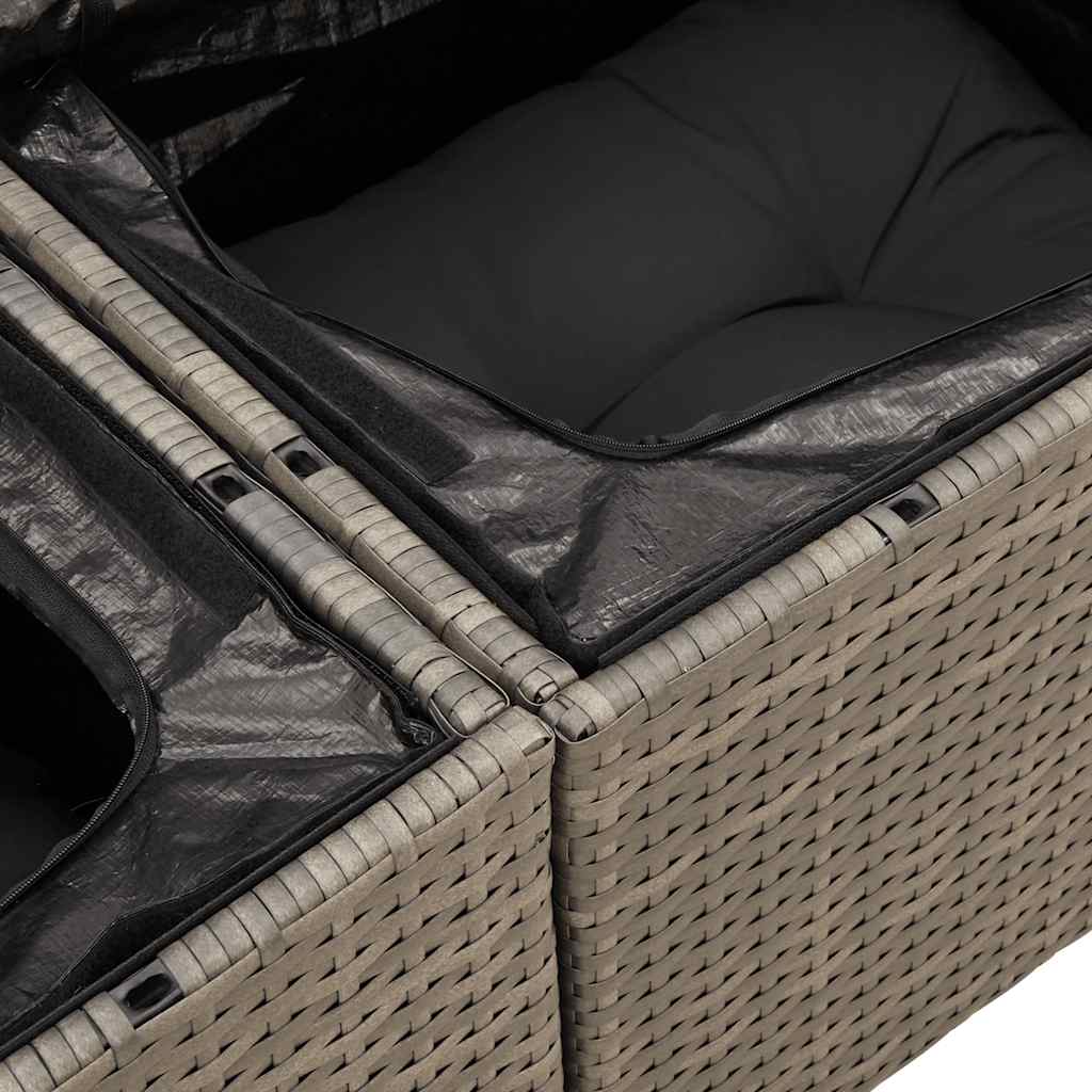 vidaXL Salon de jardin 4 pcs avec coussins Gris Résine tressée