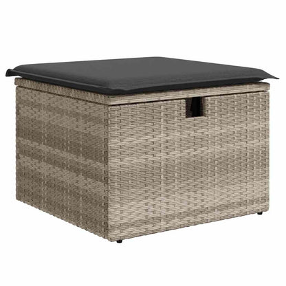 vidaXL 4-tlg. Garten-Sofagarnitur mit Kissen Hellgrau Poly Rattan