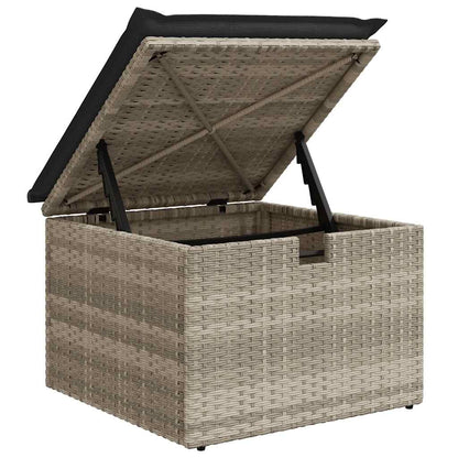 vidaXL 4-tlg. Garten-Sofagarnitur mit Kissen Hellgrau Poly Rattan