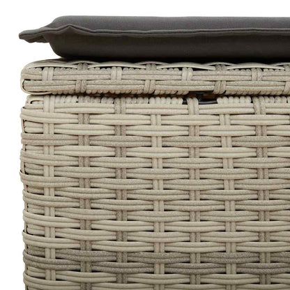 vidaXL 4-tlg. Garten-Sofagarnitur mit Kissen Hellgrau Poly Rattan