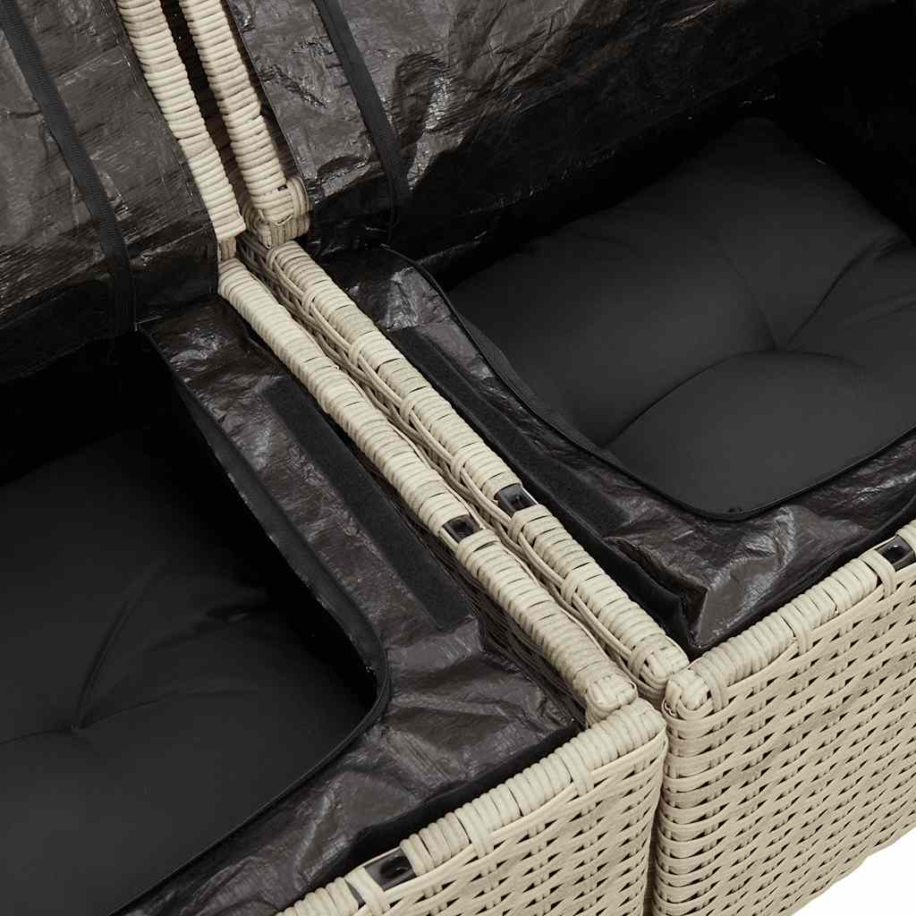 vidaXL 4-tlg. Garten-Sofagarnitur mit Kissen Hellgrau Poly Rattan