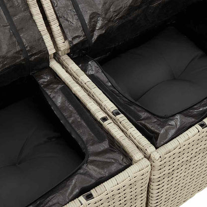 vidaXL 4-tlg. Garten-Sofagarnitur mit Kissen Hellgrau Poly Rattan