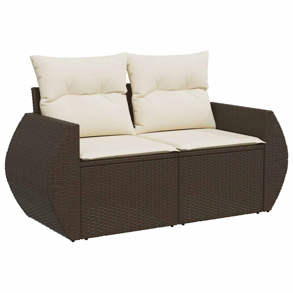 vidaXL Salon de jardin 4 pcs avec coussins résine tressée marron