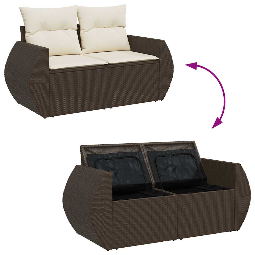 6-tlg. Garten-Sofagarnitur mit Kissen Braun Poly Rattan
