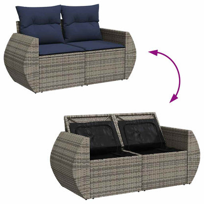 vidaXL Ensemble de canapés de jardin 7 pcs avec coussins Gris Résine tressée