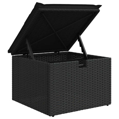 vidaXL 4-tlg. Garten-Sofagarnitur mit Kissen Schwarz Poly Rattan
