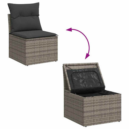 vidaXL 4-tlg. Garten-Sofagarnitur mit Kissen Grau Poly Rattan