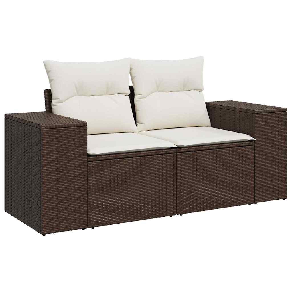 vidaXL 4-tlg. Garten-Sofagarnitur mit Kissen Braun Poly Rattan