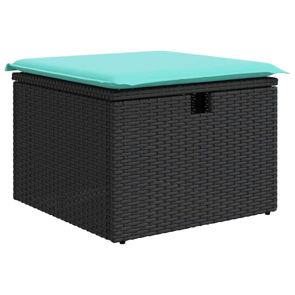 7-tlg. Garten-Sofagarnitur mit Kissen Schwarz Poly Rattan