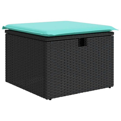 7-tlg. Garten-Sofagarnitur mit Kissen Schwarz Poly Rattan