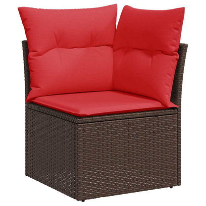 vidaXL Salon de jardin 7 pièces avec coussins résine tressée marron