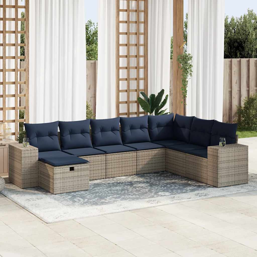 vidaXL Ensemble de canapés de jardin 8 pièces avec coussins en résine tressée grise