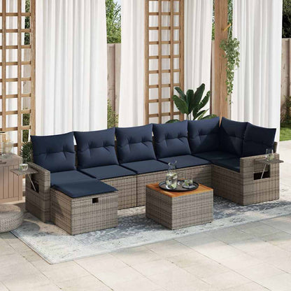 vidaXL Ensemble de canapés de jardin 8 pièces avec coussins en résine tressée grise