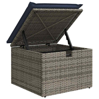 8-tlg. Garten-Sofagarnitur mit Kissen Grau Poly Rattan