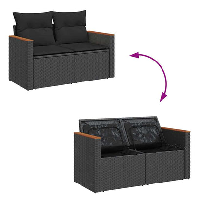 vidaXL 4-tlg. Garten-Sofagarnitur mit Kissen Schwarz Poly Rattan