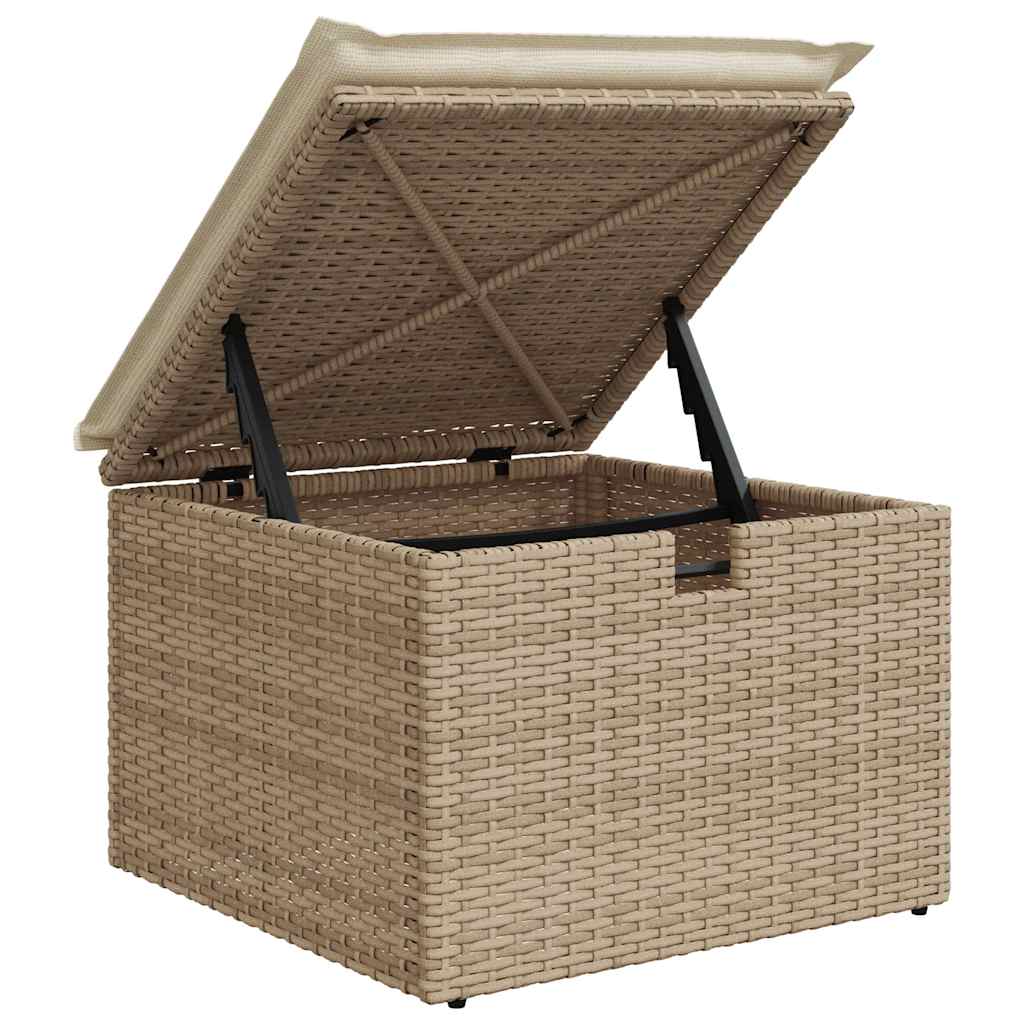 vidaXL 4-tlg. Garten-Sofagarnitur mit Kissen Beige Poly Rattan